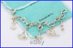Tiffany & Co Silver Sea Ocean Theme Starfish Anchor Sailboat Charm 7.5 Bracelet