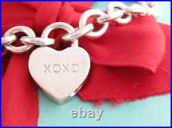 Tiffany & Co Silver Xoxo Padlock Heart Charm Bracelet 7.5