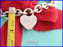 Tiffany & Co Silver Xoxo Padlock Heart Charm Bracelet 7.5