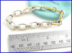 Tiffany & Co Silver Yellow Enamel Clasping Clasp Charm 7.875 Inch Bracelet