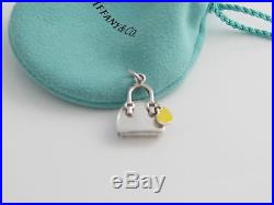 Tiffany & Co Silver Yellow Enamel Heart Handbag Purse Charm 4 Necklace Bracelet