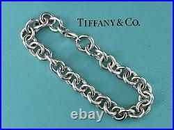 Tiffany & Co Sterling Silver 10mm Round Link Charm Bracelet 7