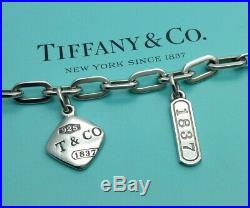 Tiffany & Co Sterling Silver 1837 5 Charm Bracelet 7 1/4 Oval Links