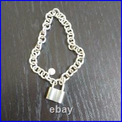 Tiffany & Co. Sterling Silver 1837 Link Padlock Charm Bracelet NO BOX Used 3
