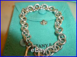 Tiffany & Co Sterling Silver 1837 Pad Lock Charm 6.5 Chain Bracelet POUCH box