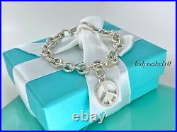 Tiffany & Co. Sterling Silver 7 Peace Charm Bangle Bracelet with Box Gift 2112A