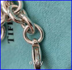 Tiffany & Co. Sterling Silver 8mm Round Link Charm 7.5 inches Bracelet