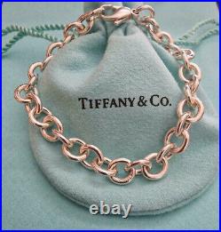 Tiffany & Co. Sterling Silver 8mm Round Link Charm 7.5 inches Bracelet
