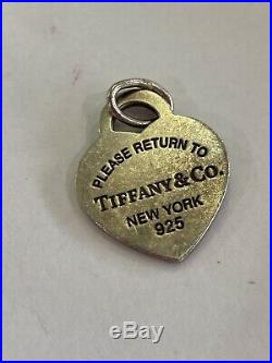 Tiffany & Co Sterling Silver 925 Baby Blue Enamel Heart Tag Charm