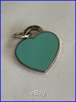 Tiffany & Co Sterling Silver 925 Baby Blue Enamel Heart Tag Charm