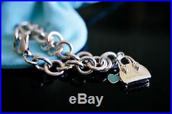 Tiffany Co Sterling Silver 925 Blue Enamel Purse Charm w Tiffany Link Bracelet