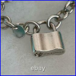 Tiffany & Co Sterling Silver 925 Chain Link 1837 Padlock Charm Bracelet NO BOX 3