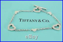 Tiffany & Co Sterling Silver 925 Heart Lariat Charm 7 1/4 Toggle Bracelet