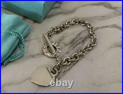 Tiffany & Co. Sterling Silver 925 Heart Tag Toggle Charm Bracelet NO BOX / 3