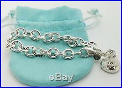 Tiffany Co Sterling Silver 925 Hershey Kiss Charm Rolo Chain Bracelet 7' in