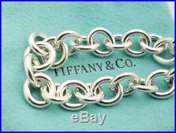 Tiffany Co Sterling Silver 925 Hershey Kiss Charm Rolo Chain Bracelet 7' in