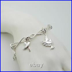 Tiffany & Co Sterling Silver 925 Paloma Picasso 4 Charm Twist Link Bracelet 7.5