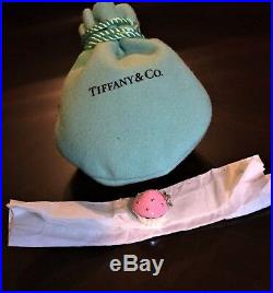 Tiffany & Co. Sterling Silver 925 Pink Enamel Cupcake Charm Pendant with Pouch