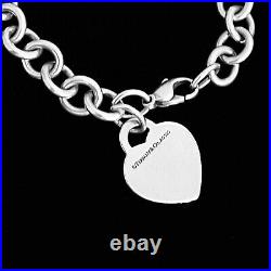 Tiffany & Co. Sterling Silver 925 Please Return To Heart Tag Charm 7.5 Bracelet