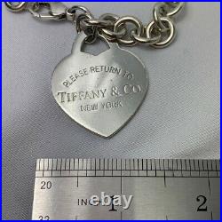 Tiffany & Co. Sterling Silver 925 Return to Heart Big Charm Tag Bracelet Used