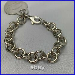 Tiffany & Co. Sterling Silver 925 Return to Heart Big Charm Tag Bracelet Used