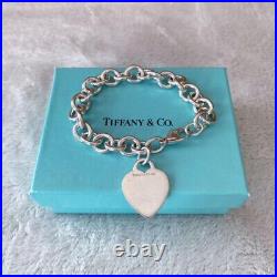 Tiffany & Co. Sterling Silver 925 Return to Heart Charm Tag Bracelet WithBox