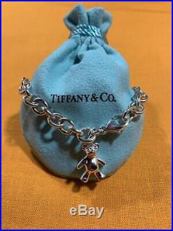 Tiffany Co Sterling Silver 925 Teddy Bear Charm Link Bracelet Size 7