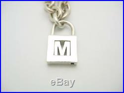 Tiffany & Co. Sterling Silver Alphabet Letter M Lock Charm Bracelet 7.25