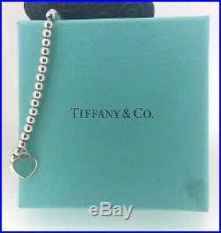Tiffany & Co. Sterling Silver Beaded Bracelet with Tiffany Blue Heart Charm