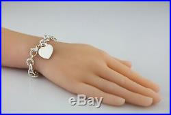 Tiffany & Co. Sterling Silver Blank Heart Tag Charm Bracelet 7.5
