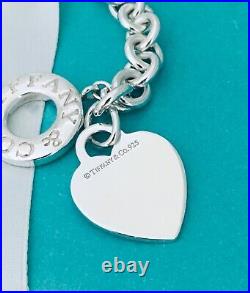 Tiffany & Co Sterling Silver Blank Heart Tag Toggle Charm Bracelet