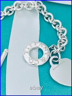 Tiffany & Co Sterling Silver Blank Heart Tag Toggle Charm Bracelet