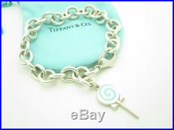 Tiffany & Co. Sterling Silver Blue Enamel Blue Enamel Lollipop Charm Bracelet