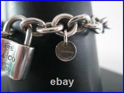 Tiffany & Co Sterling Silver Chain Bracelet 1837 Padlock Charm English Hallmark