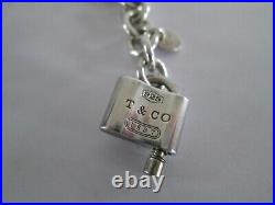 Tiffany & Co Sterling Silver Chain Bracelet 1837 Padlock Charm English Hallmark