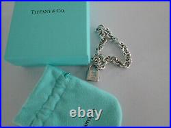 Tiffany & Co Sterling Silver Chain Bracelet 1837 Padlock Charm English Hallmark