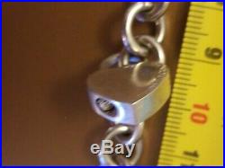 Tiffany & Co. Sterling Silver Charm Bracelet Heart Lock chain thick heart 1.5oz
