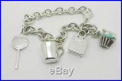 Tiffany & Co. Sterling Silver Charm Bracelet With Four Charms 7 Long Lb-c1812