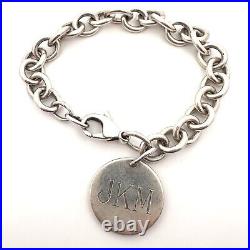 Tiffany & Co. Sterling Silver Circle Tag JKM Charm 6.75 Bracelet-A2876