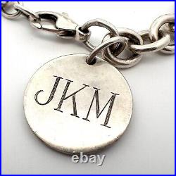 Tiffany & Co. Sterling Silver Circle Tag JKM Charm 6.75 Bracelet-A2876