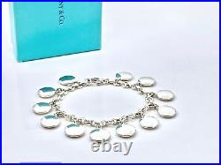 Tiffany & Co Sterling Silver Dangling Disc Circle Charm 7.5 Bracelet 52gr 2033A