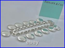 Tiffany & Co Sterling Silver Dangling Disc Circle Charm 7.5 Bracelet 52gr 2033A