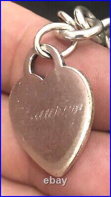 Tiffany & Co Sterling Silver Engravable Heart Tag Charm Link 7.25 Bracelet READ