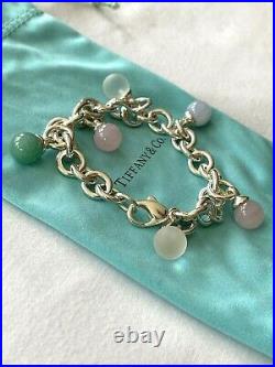 Tiffany & Co Sterling Silver Fascination Multi Gemstone Charm Dangle Bracelet