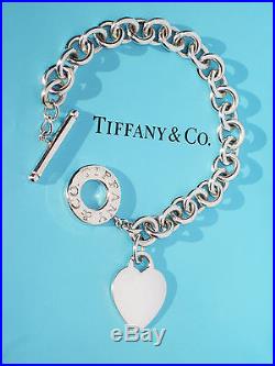 Tiffany & Co Sterling Silver Heart Tag Charm Toggle Bracelet