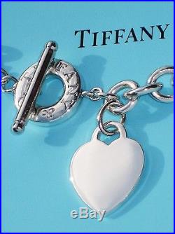 Tiffany & Co Sterling Silver Heart Tag Charm Toggle Bracelet
