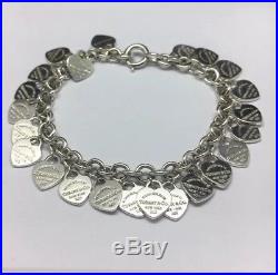 Tiffany & Co Sterling Silver Hearts Charm Bracelet 8.25