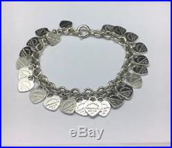 Tiffany & Co Sterling Silver Hearts Charm Bracelet 8.25