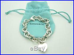 Tiffany & Co. Sterling Silver Love Padlock Heart Charm Pendant Bracelet