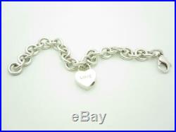Tiffany & Co. Sterling Silver Love Padlock Heart Charm Pendant Bracelet